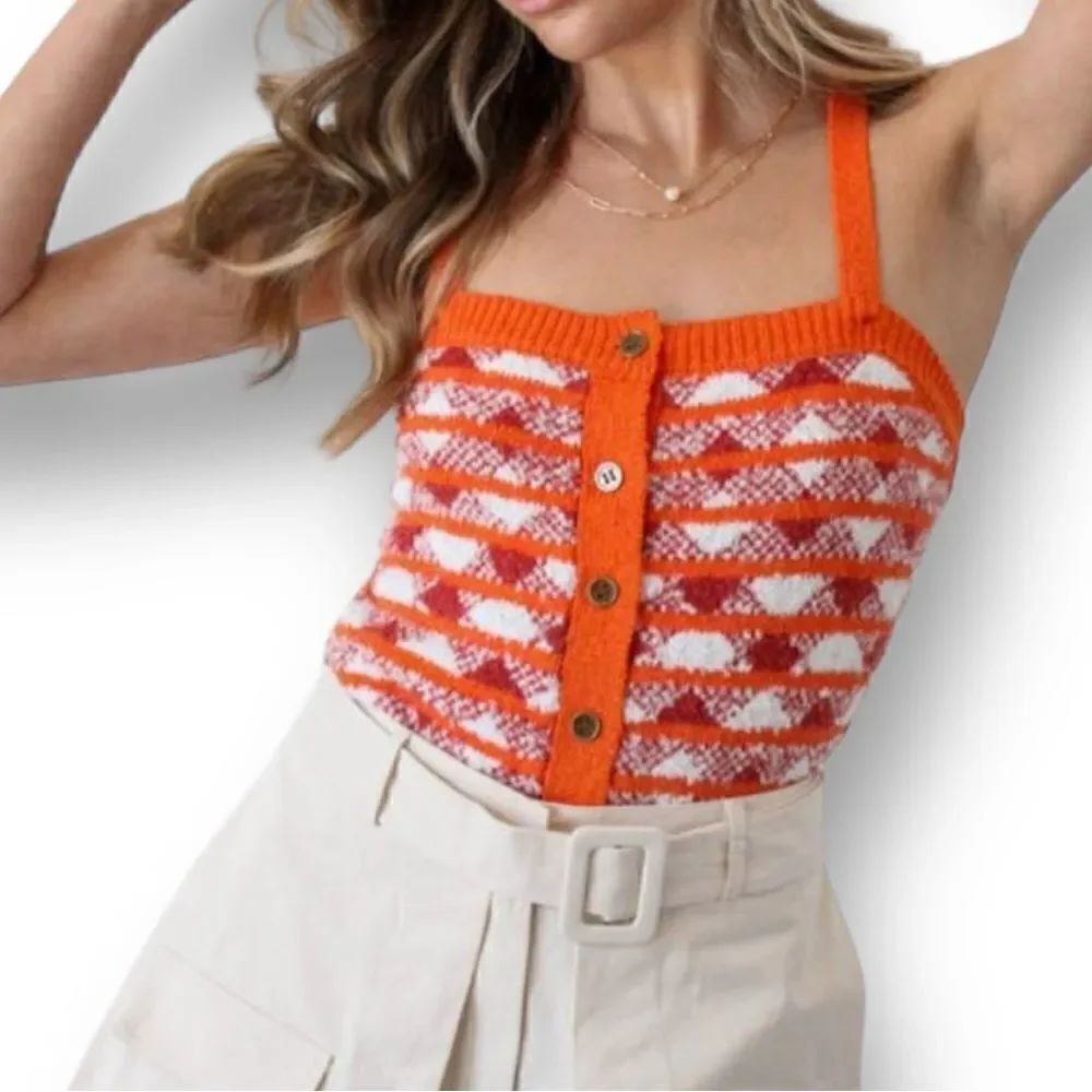 Free People Women’s Neighborhood Tank Knit Crop Top in the Size XSmall in Orange